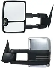 1Pair Towing Mirror Power Heated Temp Sensor With Signal Light Tow Mirrors Compatible For Chevrolet Silverado 2003-2014/Compatible For GMC/Compatible For Cadillac(2003-2007)