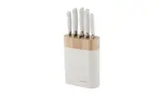 STANLEY ROGERS 6 PIECE OVAL KNIFE BLOCK SET WHITE