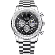 LIGE Mens Watch Multifunction Luminous Chronograph Wristwatch Male Steel Watches