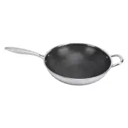 Wok Pan 304 Stainless Steel Stir Fry Wok Round Non Stick Honeycomb Skillet