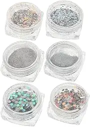 AUTSUPPL Nail Flakes 6 Colors Set Diamond Nail Glitter Glitter Gel Polish Crystal Flashing Powder Nail Art Sequins for Women Manicure Body Decor