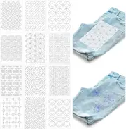 12Pcs Sashiko Embroidery Pattern Stabilizers Water Soluble Transfer Stencils