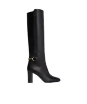 CELINE CLAUDE HIGH BOOT WITH TRIOMPHE SPUR in CALFSKIN 38.5,39 black
