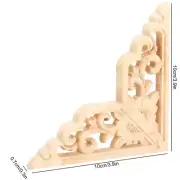 4PCS Wood Carved Onlay Applique Woodcarving Corner Decal Home Furniture Decor