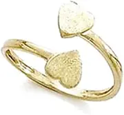[JewelryWeb] 14k Yellow Gold Bypass Love Hearts toe ring-toe ring for Women