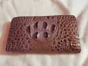 New Crocodile 3D Embossed Genuine Leather Wallet w/ Wristlet Est $199