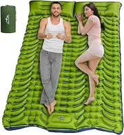 OUTTPLY Double Sleeping Pad for Camping, Self Inflating 4" Extra Thick Camping Sleeping Pad for 2 Person with Pillow, Built-in Foot Pump, Portable Sleeping Mat for Backpacking, Hiking, Travel Tent