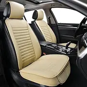 Sunny color 2pc Car Seat Covers, Luxury Car Protectors,Universal Anti-Slip Driver Seat Covers, Edge WrappingsFront Car Seat Covers with PU Leather(Beige)