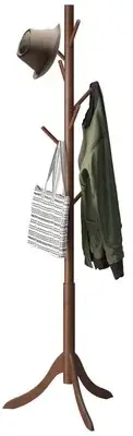Bamboo Wood Coat Rack Stand Freestanding Coat Tree With 8 Hooks Hallway Entryway