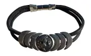 American USA Indian Magnetic Leather Bracelet Courage Jewelry Black Magnetic S