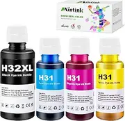 31 32XL Refill Ink Bottles Replacement for HP 31 32XL Ink Bottle Set for Smart Tank 5000 6001 7602 5101 7001 Smart Tank Plus 551 651 455 457 450 Printer Refill Ink (4-Pack, Black Cyan Magenta Yellow)