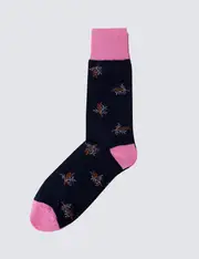 Hawes & Curtis Blue & Pink Leaf Cotton Socks Blue/Pink