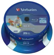 BD-R SL DATALIFE 25GB 6X 25PK PRINTABLE, DISK TYPE BD-R, PACK QUANT FOR VERBATIM