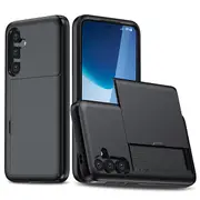 ZUSLAB Case for Galaxy S24 FE Slide Armor Card Holder Protective Shockproof Hard Back Cover For Samsung S24FE (2024) - Black
