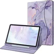 [FINTIE] Case for Samsung Galaxy Tab S6 Lite 10.4 Inch 2024/2022/2020 with S Pen Holder, Multi-Angle Viewing Soft TPU Back Cover with Pocket Auto Wake/Sleep, Lilac Marble