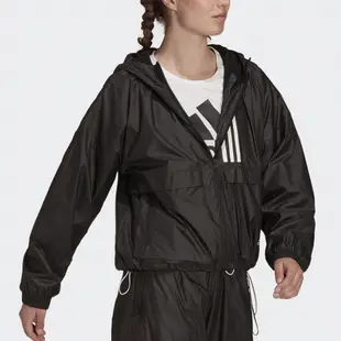 Adidas 外套 WND RDY Woven 女款 黑 白 長袖 風衣 防風 防潑水 連帽 運動 跑步 愛迪達 GT3723