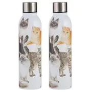 2PK Ashdene Purrrfect Moments Drink Bottle 24.5cm Travel Water Container White