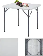 BOOSDEN 32 Inch Square Folding Table, Lightweight Card White