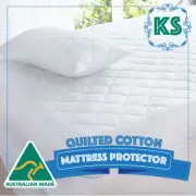 KING SINGLE Bed Cotton Quilted Australian Made Fully Fitted Mattress Protector