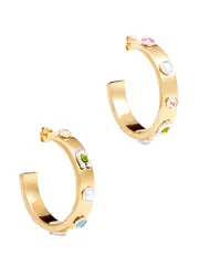 Coach Pegged Embellished Hoop Earrings - Gold - One Size One Size