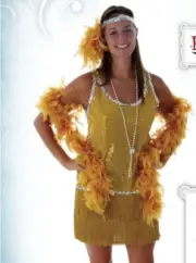 Women's Sequin and Fringe Gold Flapper 1920s Dance Dress Costume SIZE L (NEW)