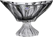 Victoria Bella Bohemia Crystal AU52651 13" Footed Fruit Bowl, Home decor centerpiece, Plantica Smoky Gray