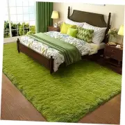 Green Rug Grass Area Rugs for Bedroom, 4x6 Shag Fluffy Carpet, Fuzzy Furry