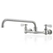 Commercial Sink Faucet Kitchen Wall Mount with 8 Inch Swivel Spout 12" Center...