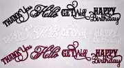 Get Well Thank you Happy Birthday Word Die Cuts Hello White Black Brown Handmade