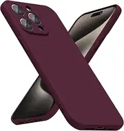 [LoeoeL] for iPhone 15 Pro Max Phone Case Silicone, Minimalist Ultra Thin Slim Soft Rubber Gel Solid Color Matte TPU Cute Case for Women Men, Girly Plain Aesthetic Design & Camera Cover, Burgundy Maroon
