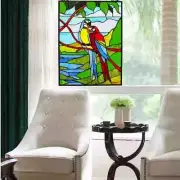 Tiffany Style Stained Glass Love Birds McCaw Window Panel Suncatcher