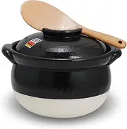 Banko-Yaki Fluffy Rice Pot, Earthenware Rice Cooker with inner lid Measuring Cup and Paddle, Traditional Japanese Donabe for Evenly Cooked Rice, Mixed Rice, and Porridge (3-Gou/Serves 3 to 5 people)