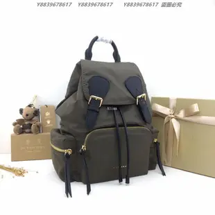 美國代購Burberry 巴寶莉 時尚潮流 大號綠色軍旅背包 時尚尼龍雙肩包 美國outlet代購