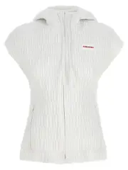 [Ferragamo] Ferragamo-Hooded Vest Gilet Bianco-Donna 44IT White