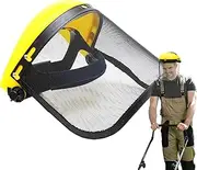 Safety Face Shieldss - Protective FaceCover | Iron Mesh Face Shield with Wire Visor & Hard Hat Adapter | Adjustable Headgear for Logging, Forestry, Trimming, Whacking, Arborist, Outdoor Work