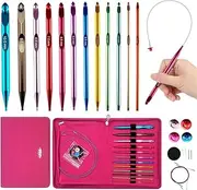Yarniss Tunisian Crochet Hooks Set with Cable Aluminum Interchangeable Crochet Hooks Set 3mm-10mm Long Crochet Hooks