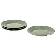 STRIMMIG plate, stoneware pale grey-green, 27 cm