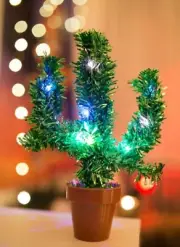 Light-Up Potted Cactus Christmas Tree USB Home Office Dorm HTF Discontinued NEW