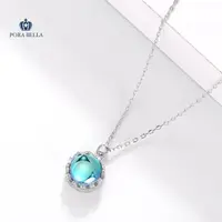 在飛比找momo購物網優惠-【Porabella】925純銀皇冠人工月光石項鍊 藍色琉璃