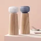 Salt and Pepper Mill Set - Wood and Ceramic Pepper Grinder Spice Mill with Ad...