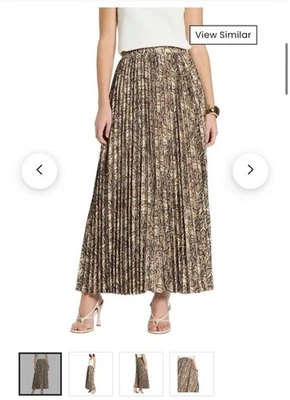 DAVID LAWRENCE New Women's White Snake Print Pleated Maxi Skirt Size 6