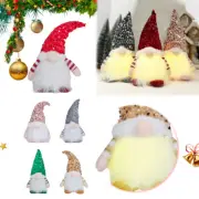 LED Lighted Christmas Gnome Handmade Santa E-l-f Figurine Faceless Doll Decor