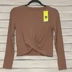 NWT All in Motion Semi Fit Twist Front Mauve Long Sleeves Stretch Women's Top XS