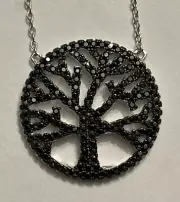 16" Black SPINEL 20mm TREE OF LIFE PENDANT STERLING 925 NWT