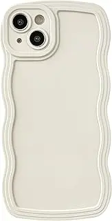 Caseative for iPhone 14 Plus Case,Solid Color Curly Wave Frame Soft Phone Case (White)