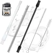 VZU Set of 4 Milk Hose, Milk Hose, Stainless Steel Set for Siemens EQ6, with Cleaning Brush, Compatible with Bosch VeroAroma Fully Automatic Coffee Machines, Ideal for Perfect Coffee Enjoyment