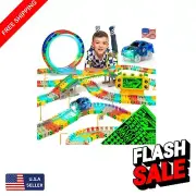 Glow in the Dark Race Track Set for Kids - 144 Flexible Pieces & Electric Car