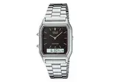 Casio AQ-230A-1D Stainless Steel Black Face Analog Digital Watch