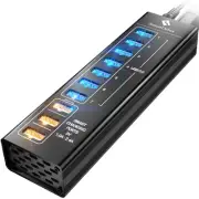 Powered USB Hub - USB 3.0 Ports Hub with 3 Smart Charging Ports, Power Adapter