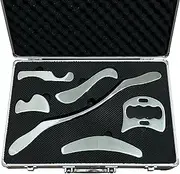 IASTM Massage Tool Set, 6 Piece Stainless Steel Physical Therapy Muscle Scraper Tools with Carrying Case